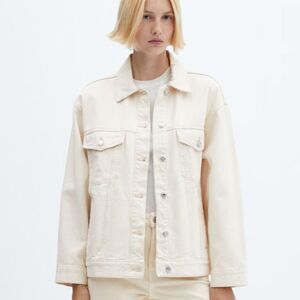 Mango 100% cotton cream oversized denim jacket, size S